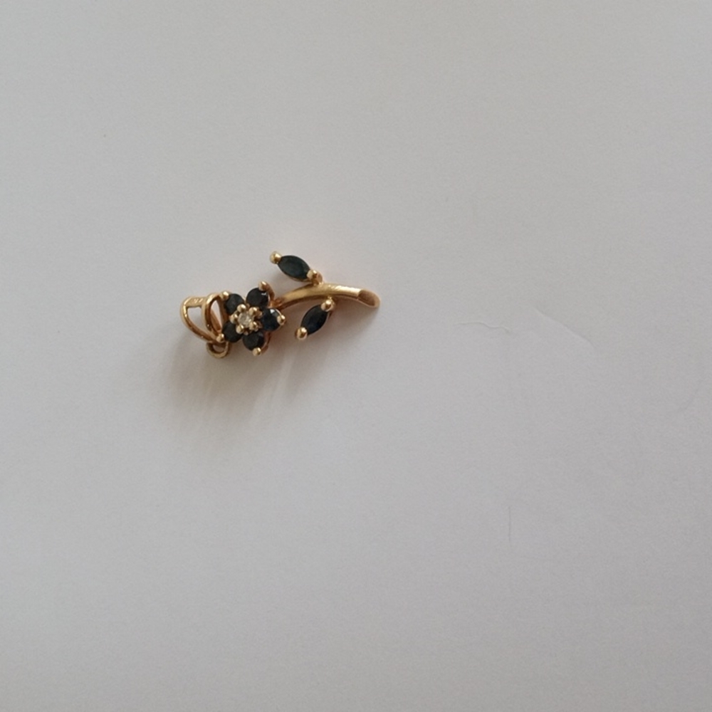 14K Sapphire and Diamond Pendant - Picture 5 of 8